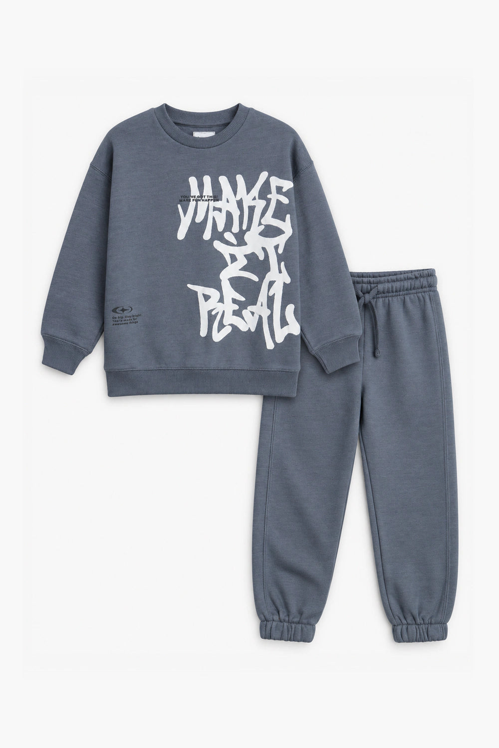 Boys Branded Fleece 2 Piece Suit - SMOKEGREY