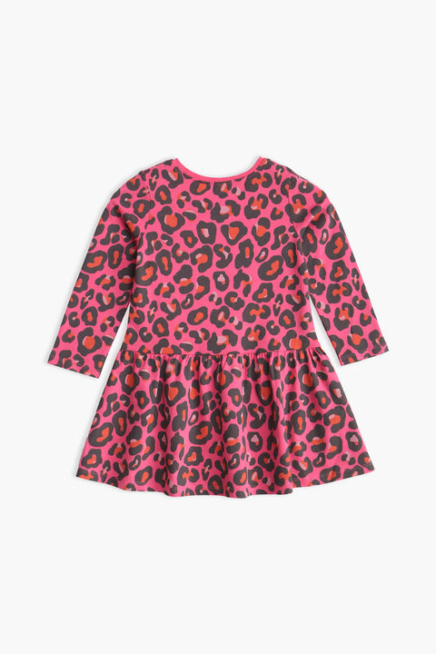 Girl Branded Graphic Frock - Hot Pink