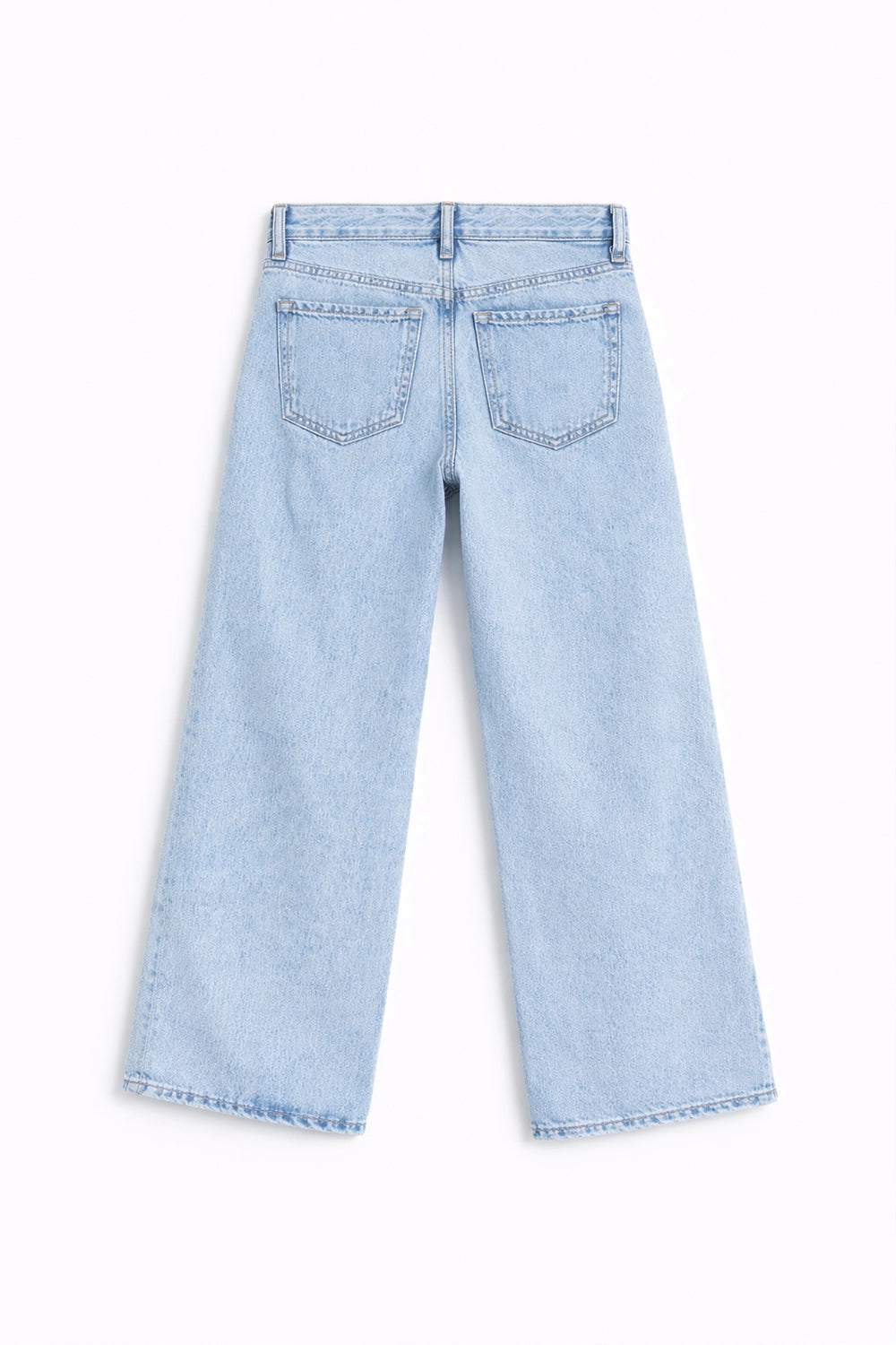 Girls Branded Wide Leg Denim pant - Ice Blue