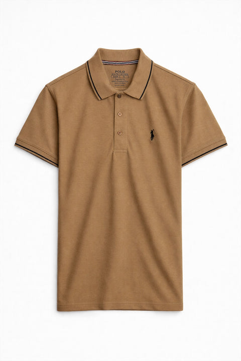 Men Pique Polo - Brown