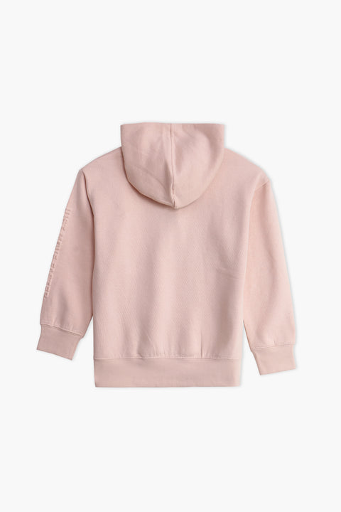 Girls Branded Pullover Hoodie - Peach