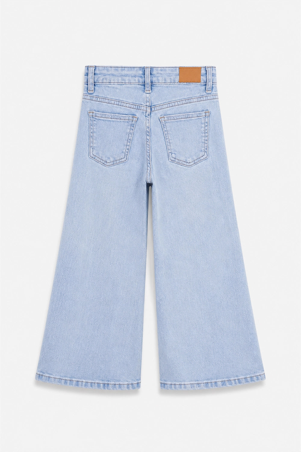 Girls Branded Wide Leg Denim pant - L/Blue