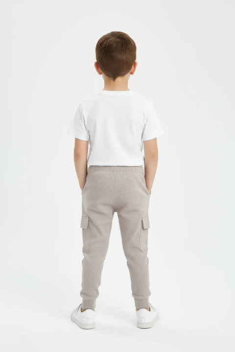 Boys Branded Fleece Cargo Trouser - Grey