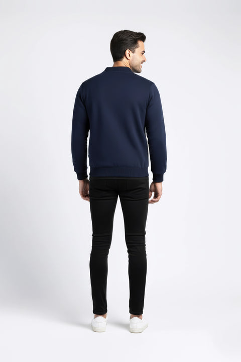 Men Pique Zipper Jacket MJP03 - Navy