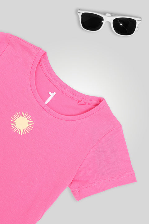 Girls Branded Graphic T-Shirt - Pink