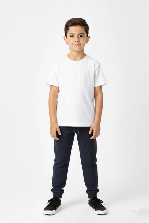 Boys Branded Pique Trouser - Navy