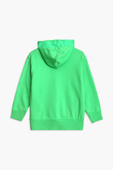 Boys Branded Pullover Hoodie - Neon Green