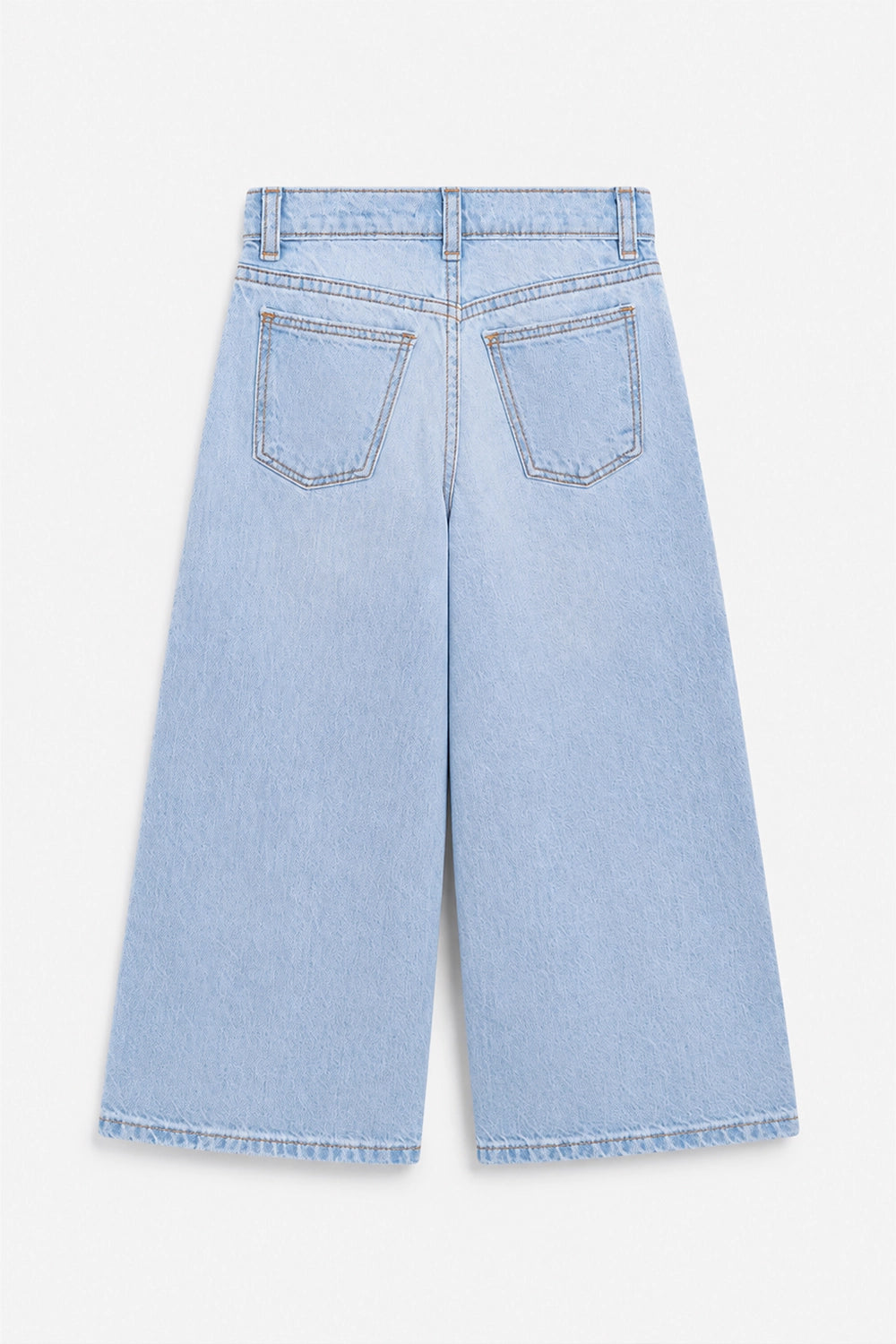 Girls Branded Wide Leg Denim pant - Sky Blue