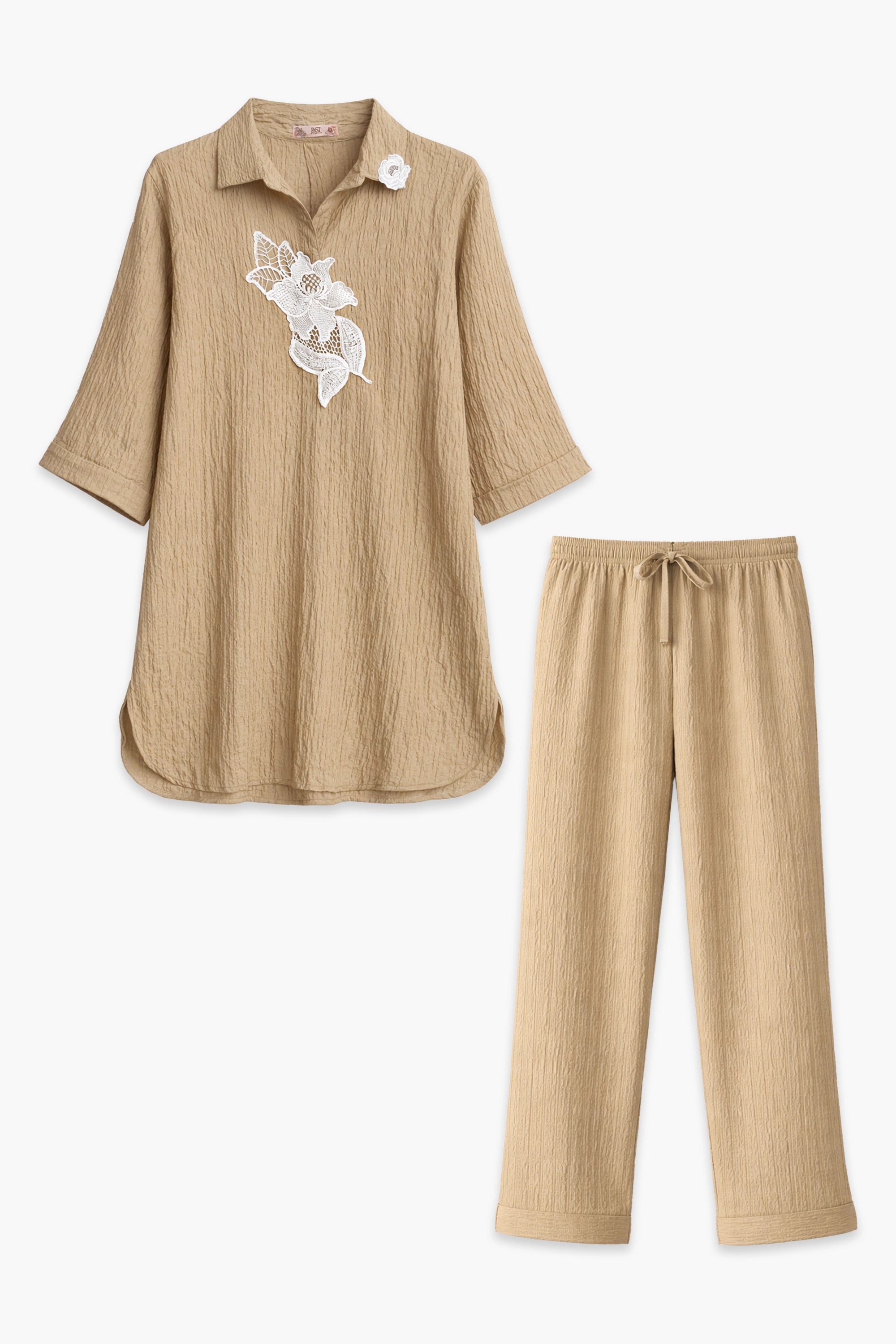 EMB CRINKLE SUIT