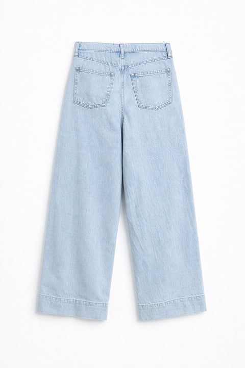 Women's Branded Wide Leg Jeans - ICE BLUE