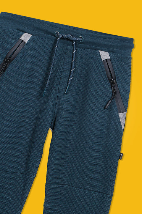 Boys Cross Zipper Trouser Pant BTP04 - Jeans Blue