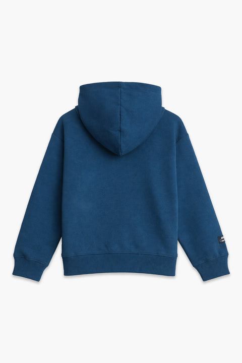 Boys Branded Zipper Hoodie - Jeans Blue