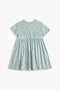 Girls Branded Graphic Frock - Green