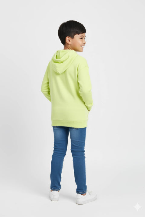 Boys Branded Pullover Hoodie - Neon Green