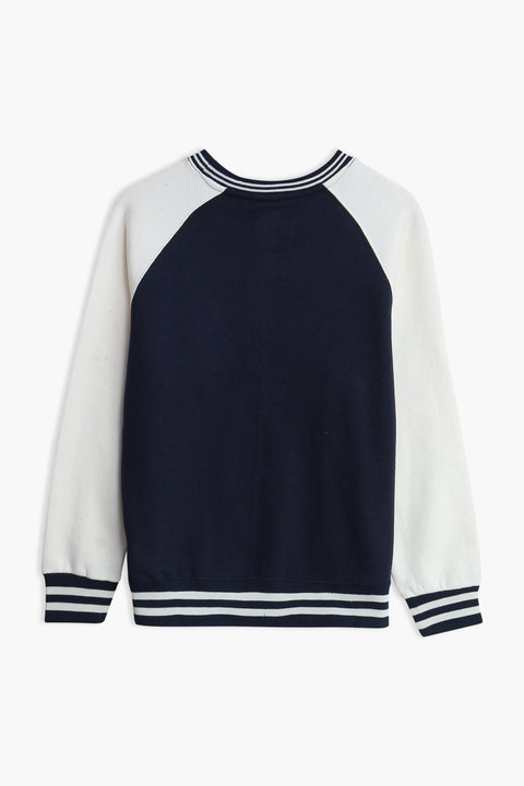 Men Branded Raglan Graphic Sweatshirt - Navy