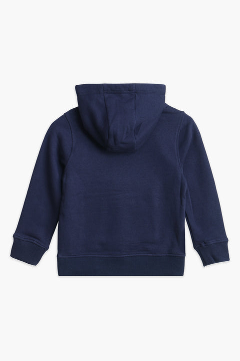 Boys Branded Pullover Hoodie - Navy