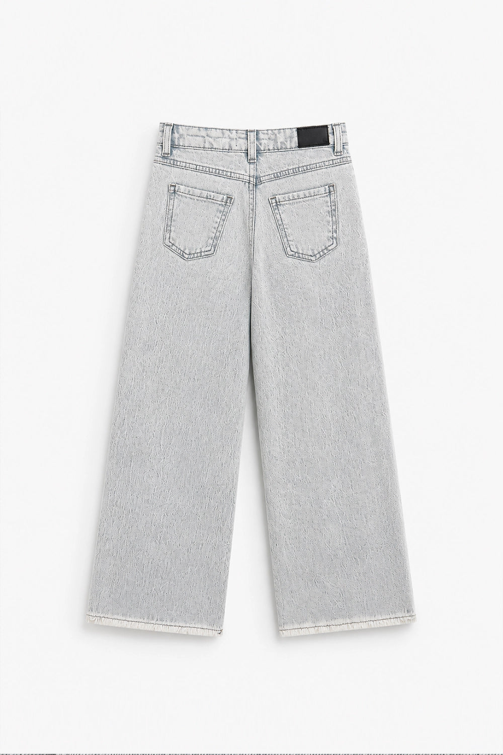 Girls Branded Wide Leg Denim pant - L/Grey