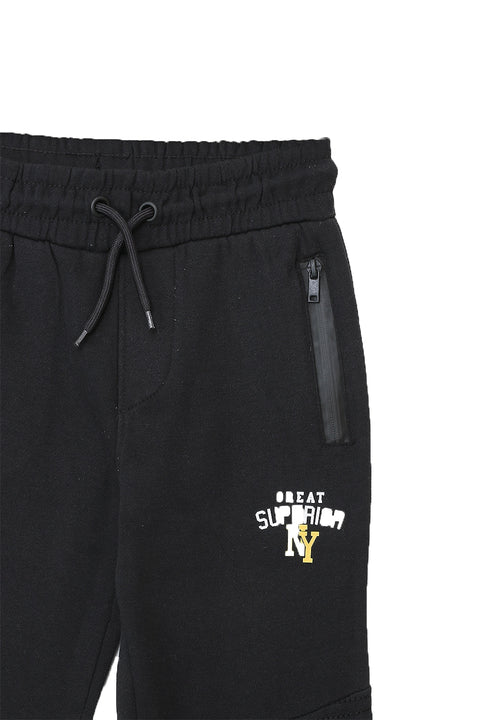 Boys Branded Graphic Fleece Trouser - Black