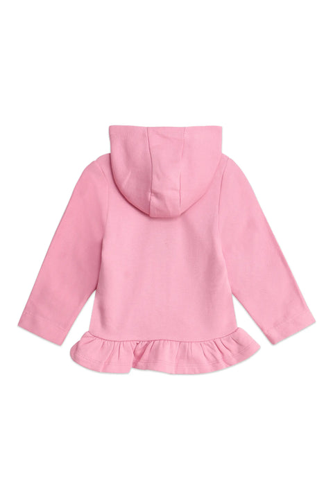 Girls Branded Hoodie Zipper - Pink