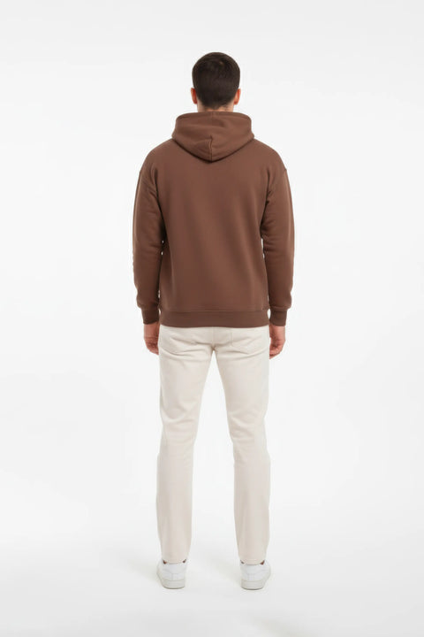Men Branded Pullover Hoodie - Chocolate