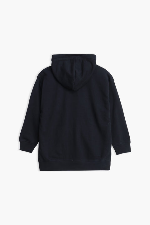 Boys Branded Zipper Hoodie - Black