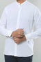 Men Viscose Hawaii Band Collar Shirt Full Sleeves MHS-04 - White