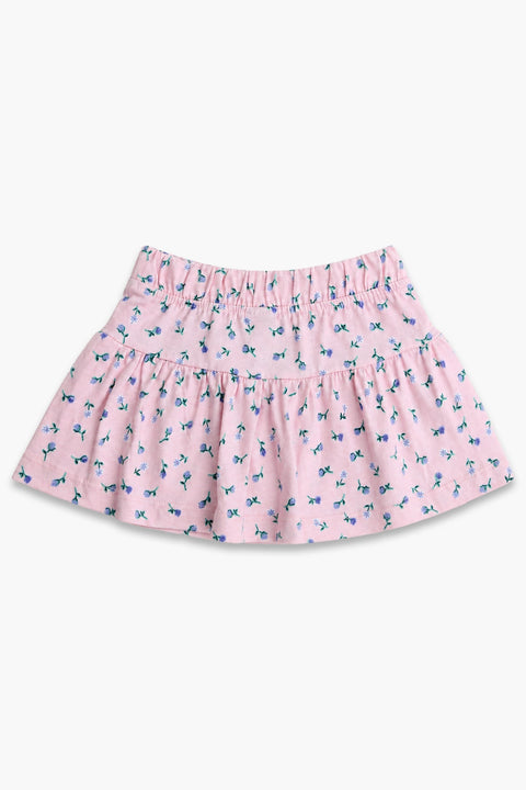 Girls Graphic Cotton Mini Skirt - Baby Pink
