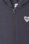 Girls Branded Fleece Hoodie Zipper - Charcoal