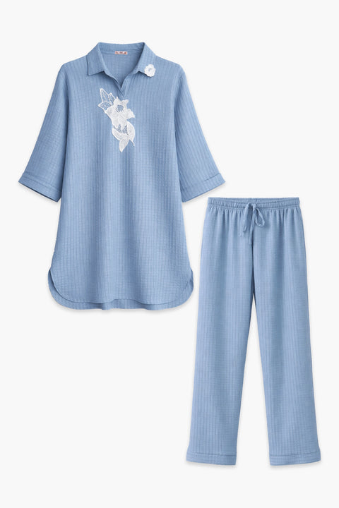 EMB CRINKLE SUIT