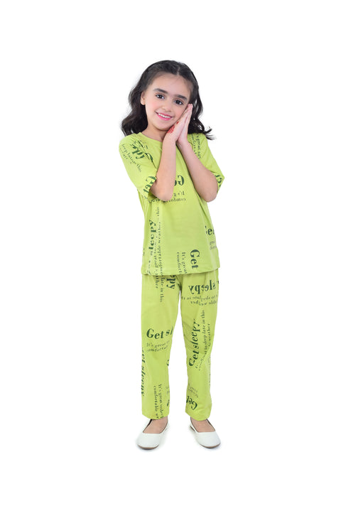 Girls Graphic Loungewear Suit GLSUIT10 - Olive