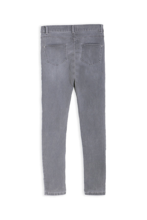 Women's Branded Denim Pant - Grey