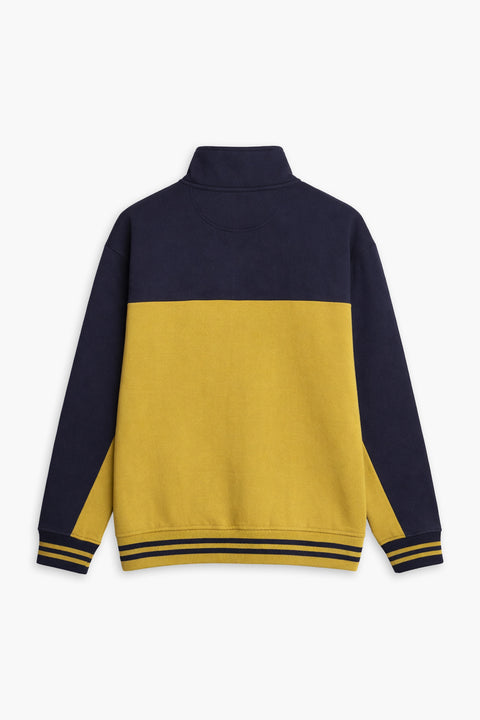 Men Branded Mock Neck - Navy & Yellow