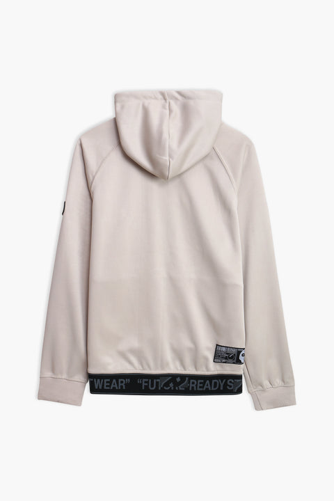 Men Branded Zipper Hoodie - Cream