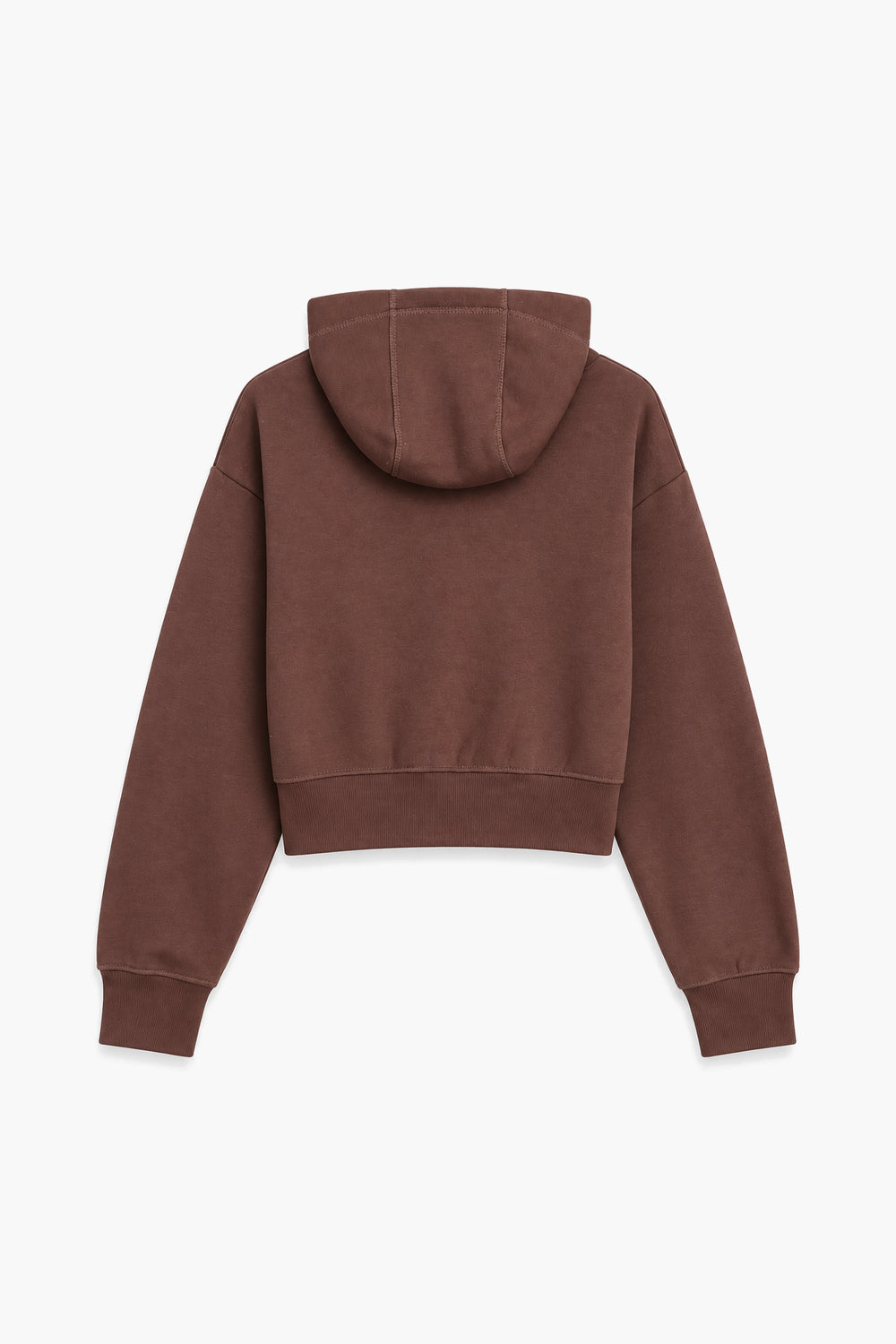 Women Branded Fleece Croppped Zipper Hoodie - Brown