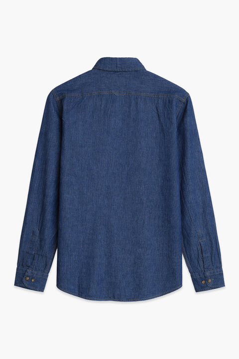 Men Denim Shirt Double Pocket MDS23-02 - M/Blue