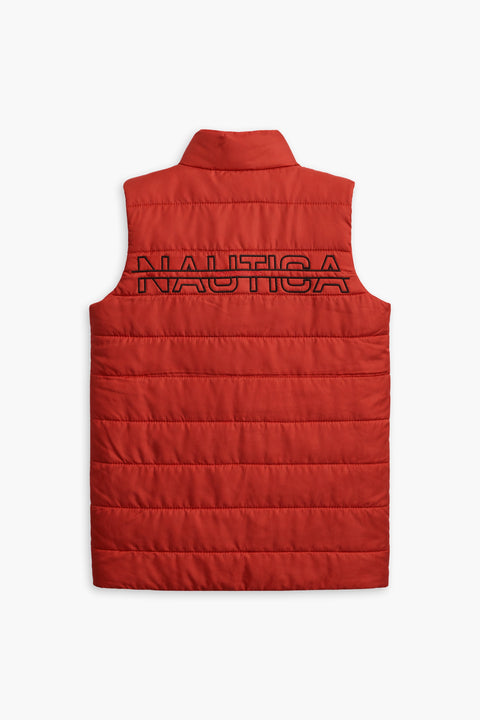 Men Branded Puffer Jacket Sleeveless - Orange