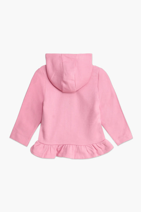 Girls Branded Hoodie Zipper - Pink