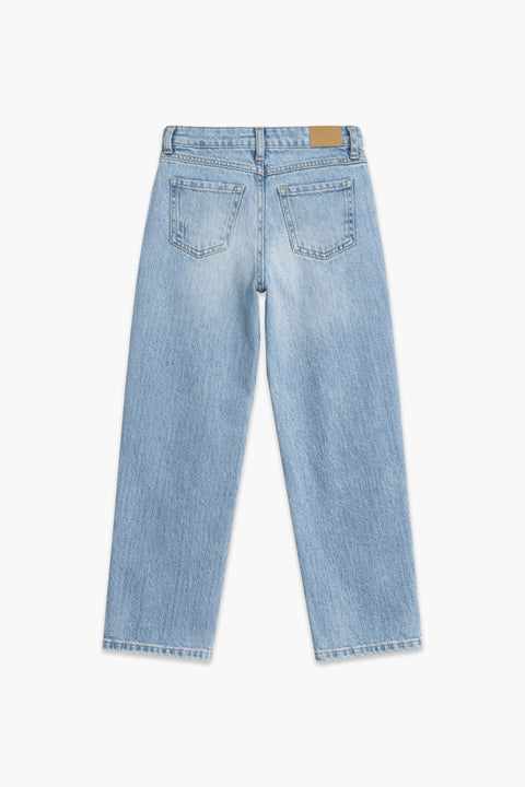 Girls Branded Straight Fit Denim Pant - L/Blue