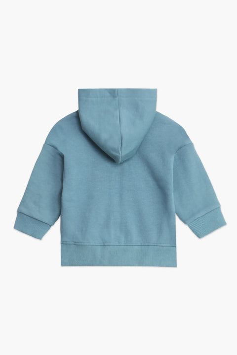 Boys Branded Zipper Hoodie - Sea Green