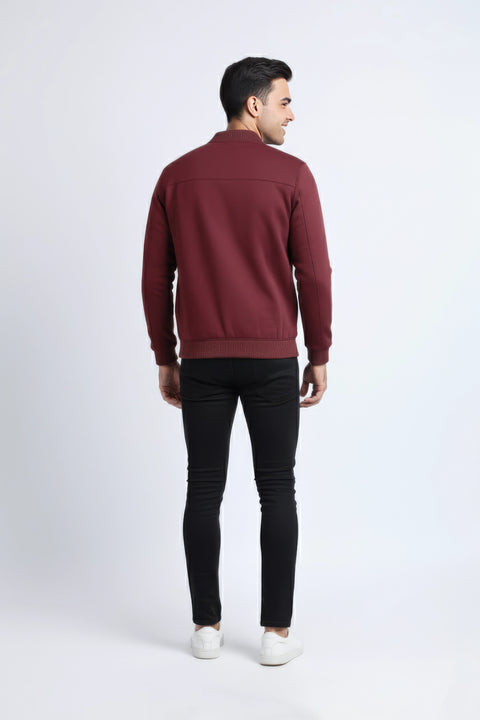 Men Pique Zipper Jacket MJP03 - Burgundy