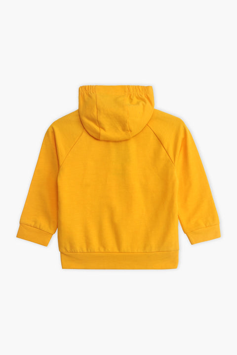 Girls Branded Hoodie Zipper - Mustard