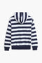 Women Branded Stripes Hoodie - Navy And White
