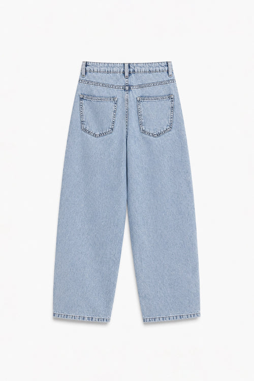 Girls Branded Wide Leg Denim pant - L/Blue