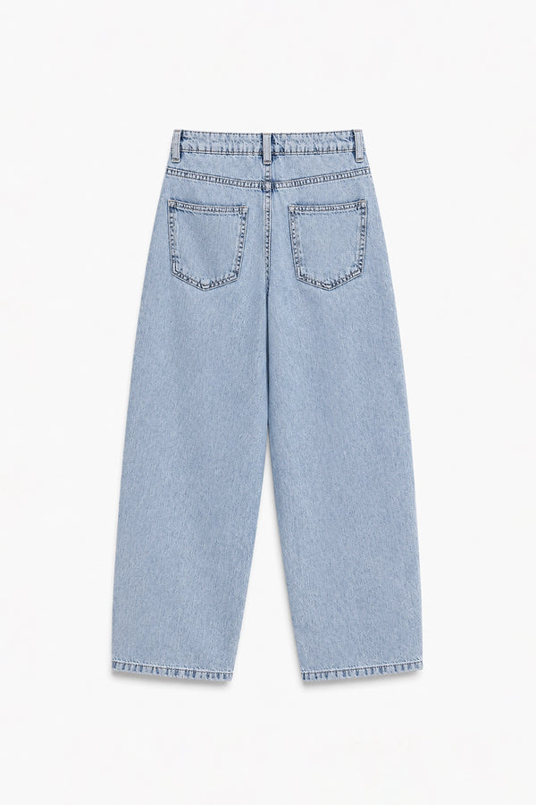 Girls Branded Wide Leg Denim pant - L/Blue
