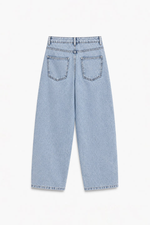 Girls Branded Wide Leg Denim pant - L/Blue