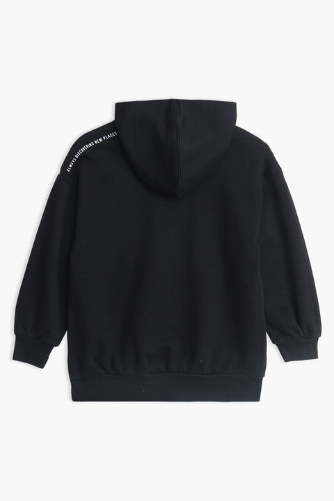 Boys Branded Pullover Hoodie - Black