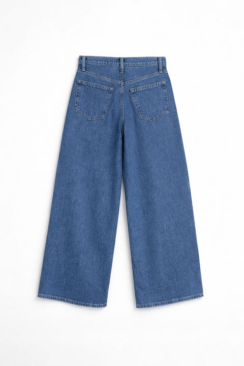 Women's Branded Wide Leg Jeans - BLUE