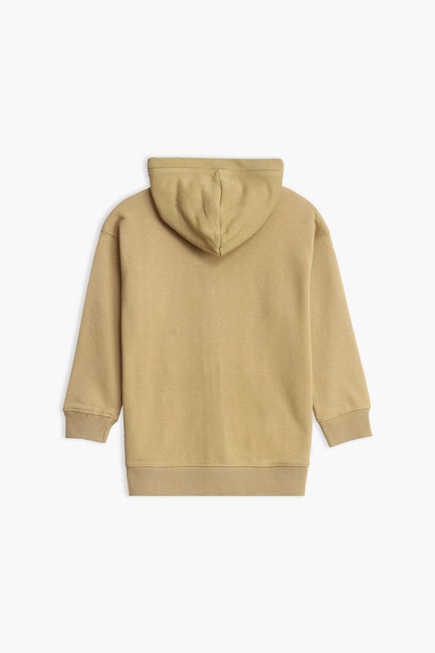 Boys Branded Zipper Hoodie - Khaki