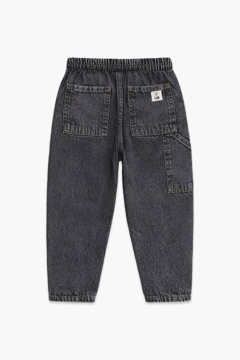 Girls Branded Straight Fit Denim Pant - Charcoal
