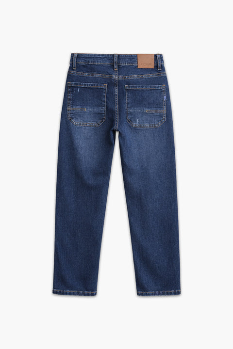 Boy Branded Straight fit Denim Pant - D/Blue
